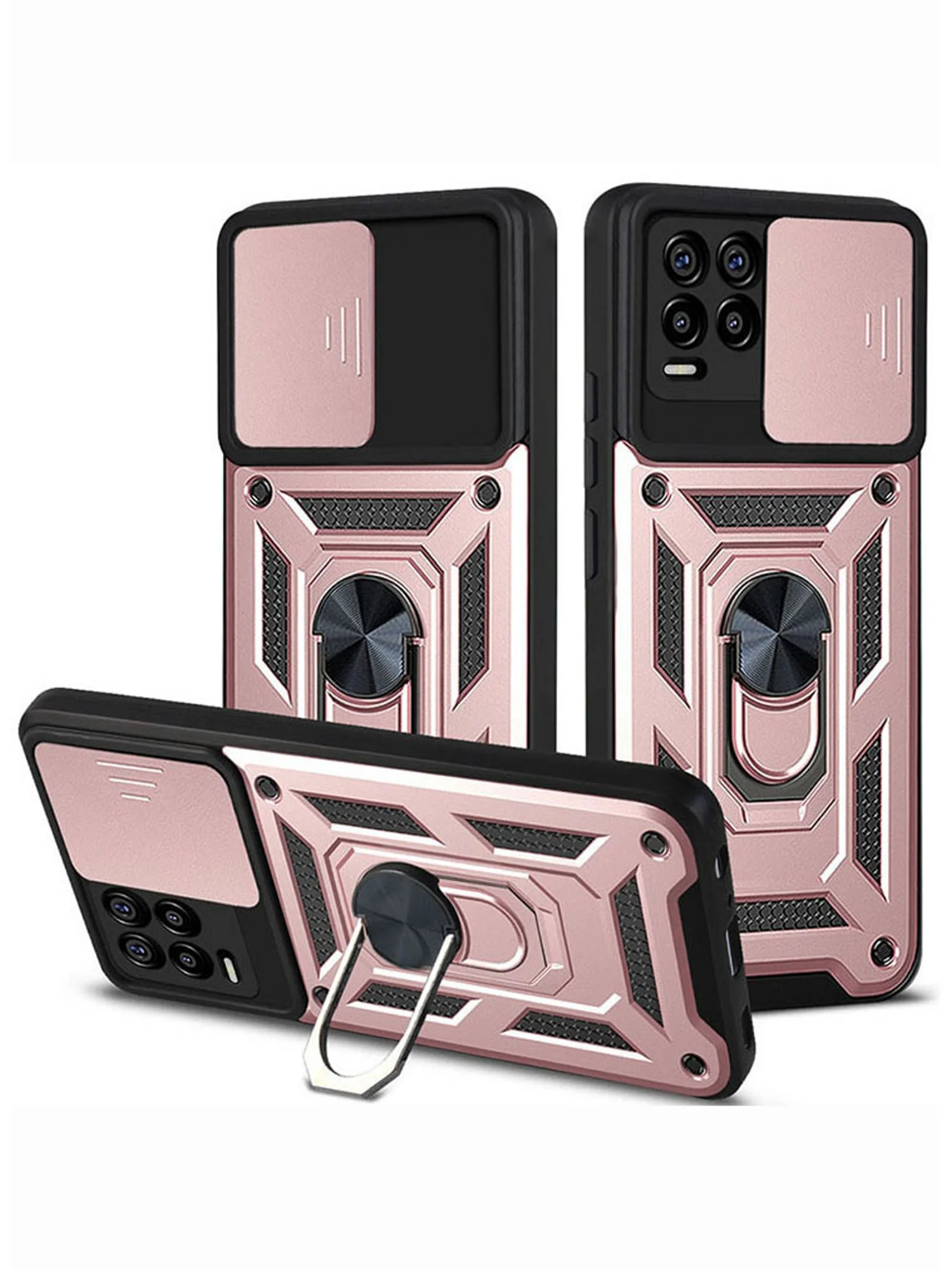 Розовый чехол противоударный armors для Realme 8 и 8 Pro / Реалми 8 и 8 Про с защитой камеры