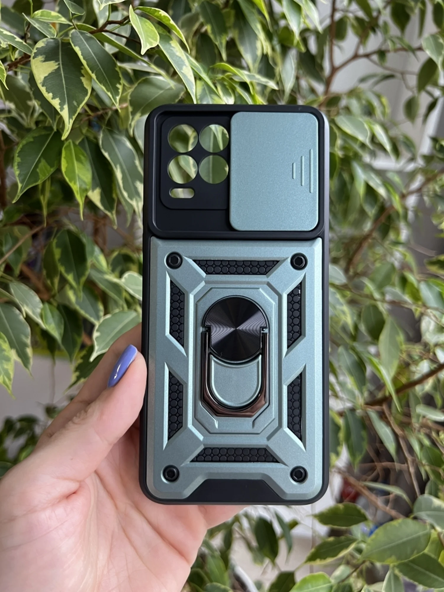 Зеленый чехол противоударный armors для Realme 8 и 8 Pro / Реалми 8 и 8 Про с защитой камеры