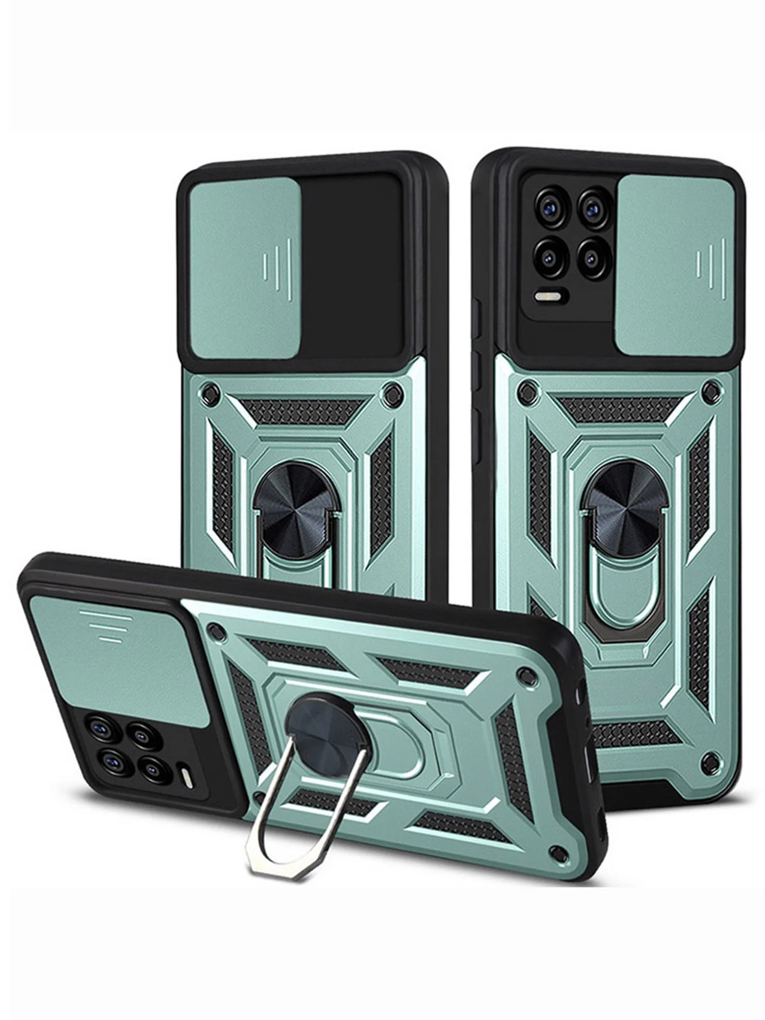Зеленый чехол противоударный armors для Realme 8 и 8 Pro / Реалми 8 и 8 Про с защитой камеры