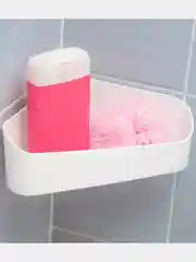 Белый полка для ванной комнаты угловая (на скотче)