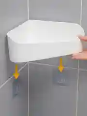 Белый полка для ванной комнаты угловая (на скотче)