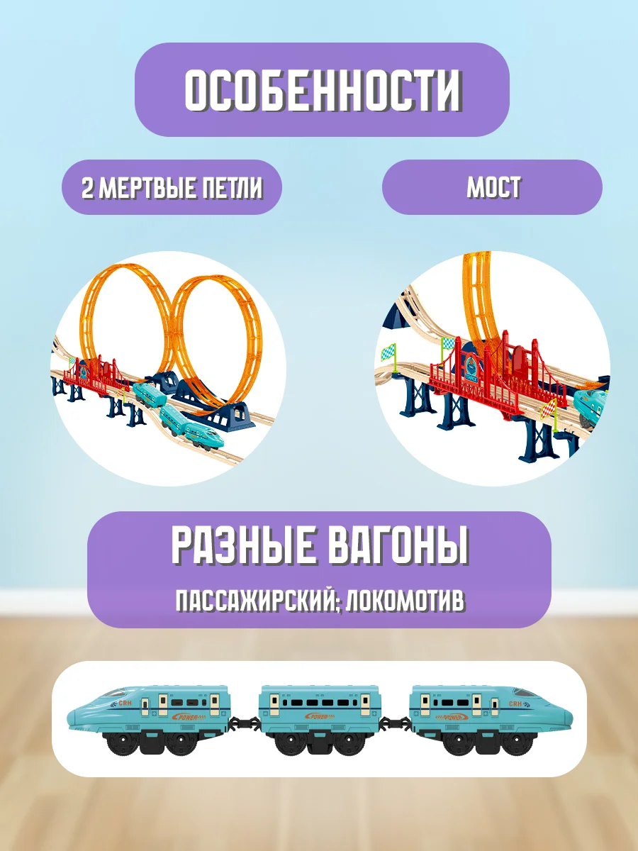 Железная дорога с электропоездом, 4 метра