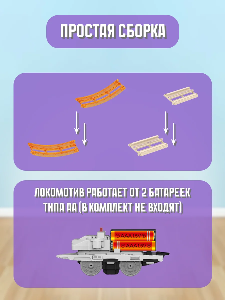 Железная дорога с электропоездом, 4 метра
