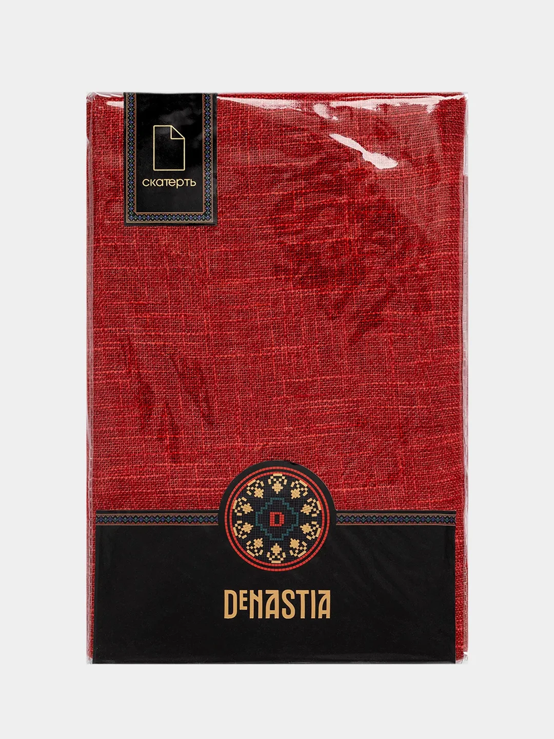 Скатерть DeNASTIA "Праздничная" 160x310см, 100% ПЭ, блестящая, цвет красный
