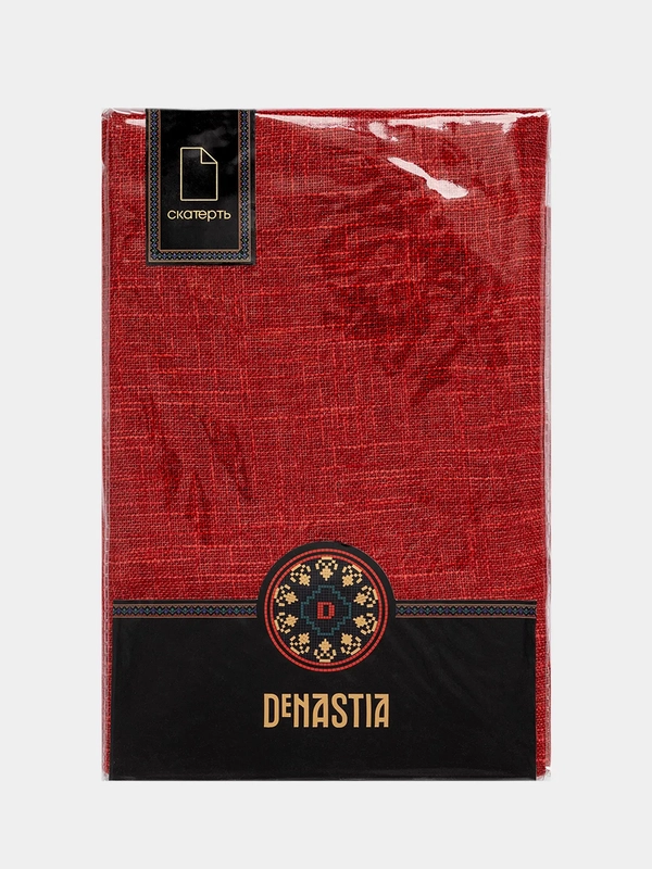 Скатерть DeNASTIA "Праздничная" 160x310см, 100% ПЭ, блестящая, цвет красный