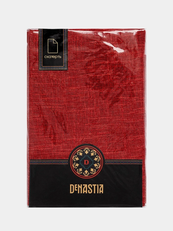Скатерть DeNASTIA "Праздничная" 160x250см, 100% ПЭ, блестящая, цвет красный