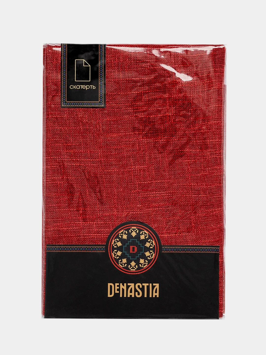 Скатерть DeNASTIA "Праздничная" 140x200см, 100% ПЭ, блестящая, цвет красный