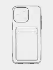 Манго чехол для iPhone 15 Pro Max силиконовый BROSCORP, матовый/ прозрачный, бортик- защита камер