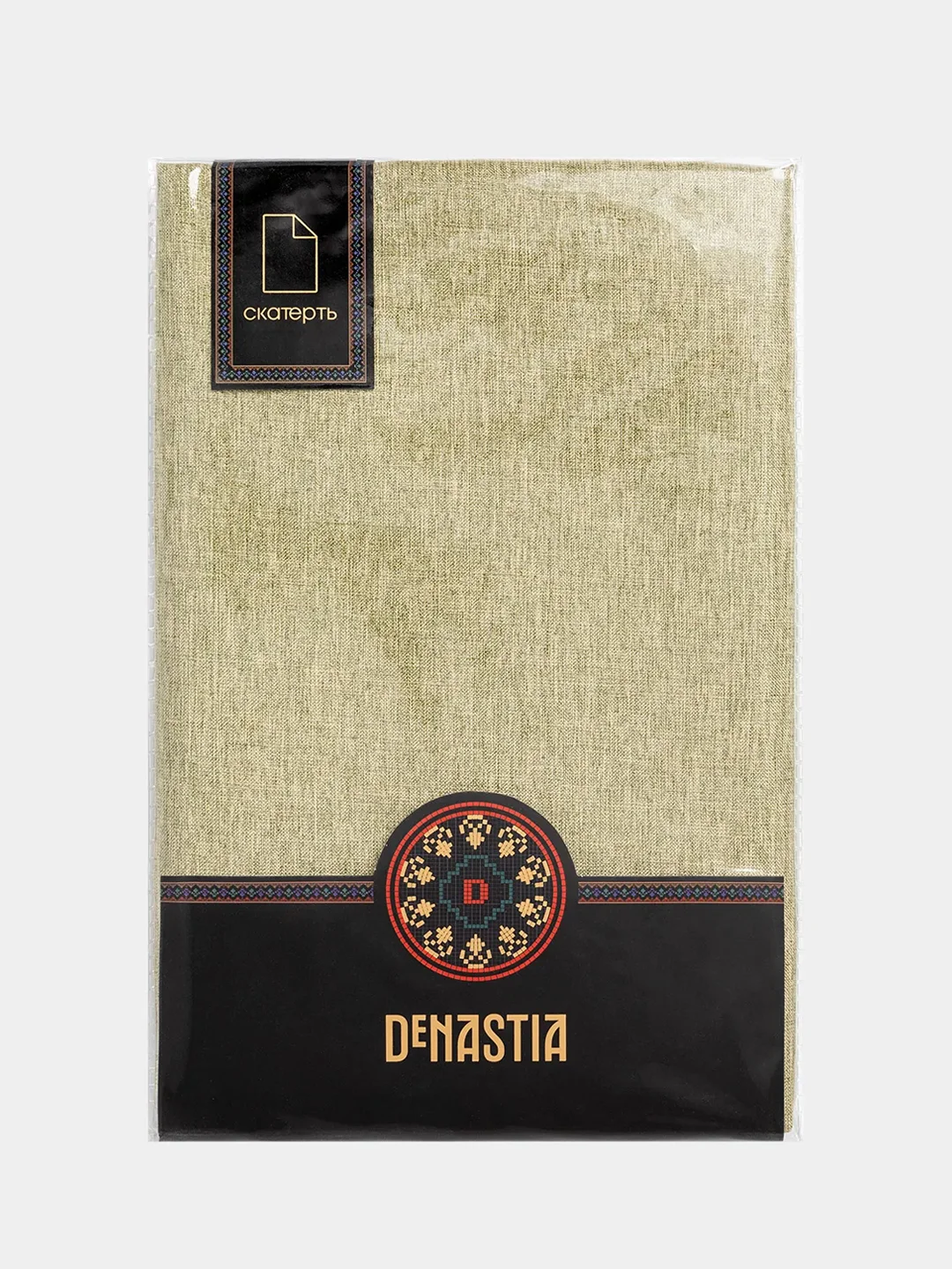 Скатерть DeNASTIA "Праздничная" 160x250см, 100% ПЭ, блестящая, цвет зелёный
