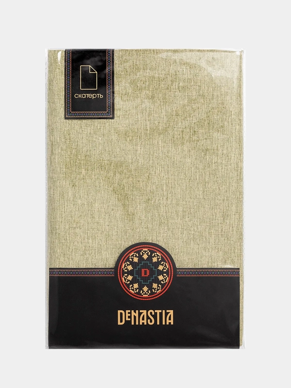 Скатерть DeNASTIA "Праздничная" 160x250см, 100% ПЭ, блестящая, цвет зелёный