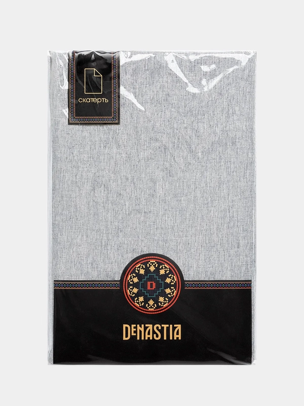 Скатерть DeNASTIA "Праздничная" 160x310см, 100% ПЭ, блестящая, цвет серебро