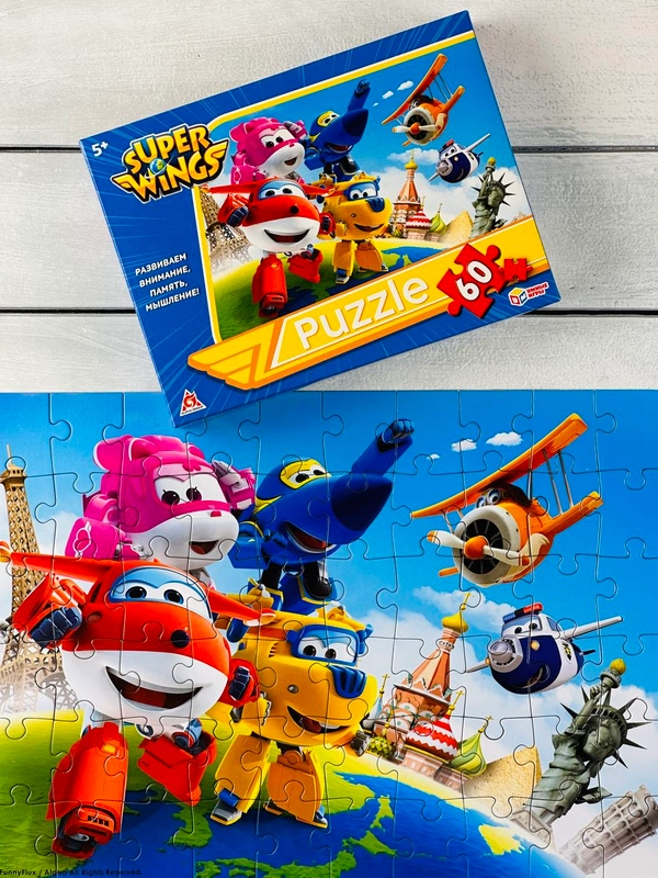 Паззлы Супер крылья Super Wings суперкрылья 60 Игра мульт робот трансформирующийся самолет