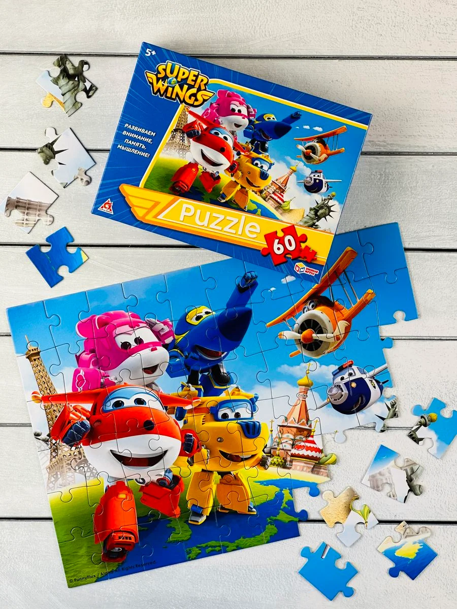 Паззлы Супер крылья Super Wings суперкрылья 60 Игра мульт робот трансформирующийся самолет