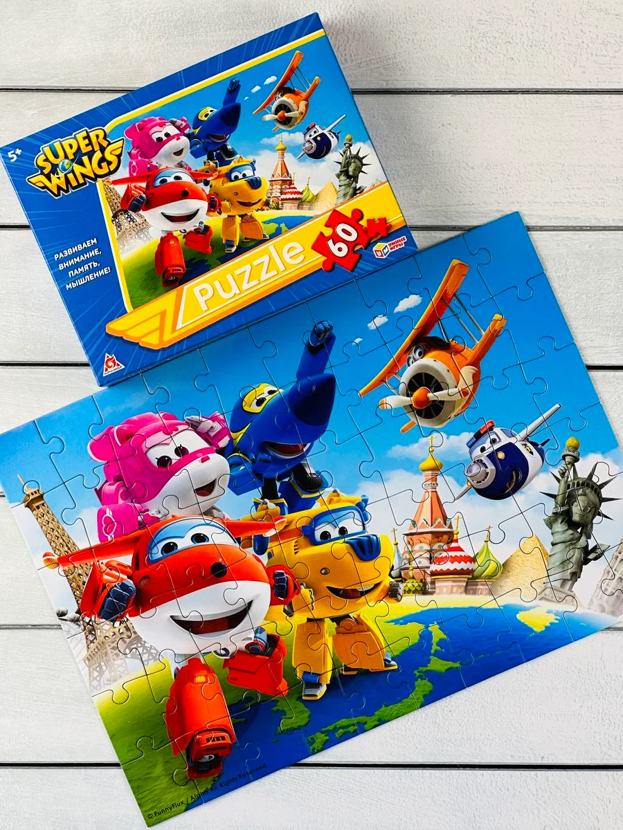 Паззлы Супер крылья Super Wings суперкрылья 60 Игра мульт робот трансформирующийся самолет