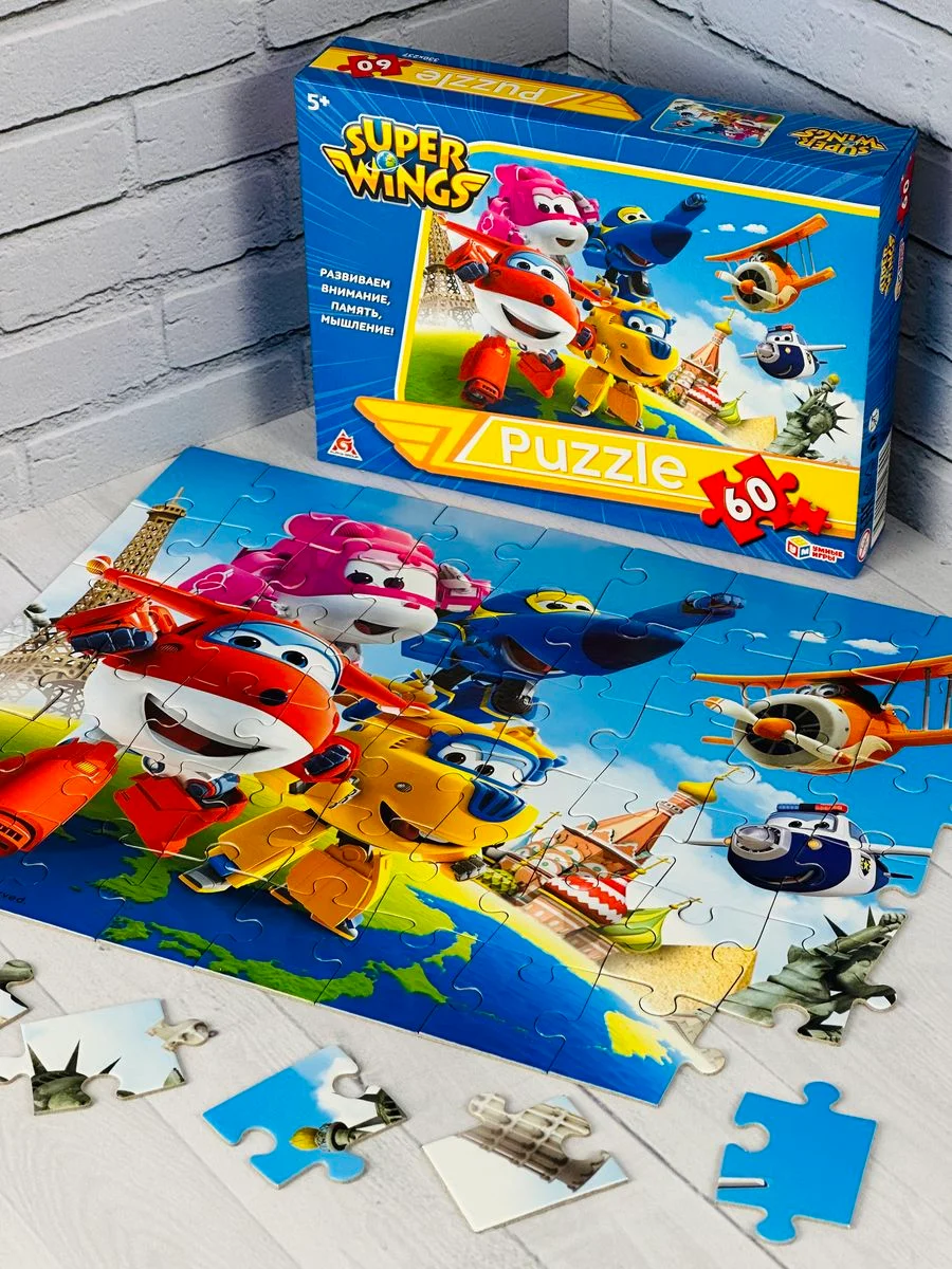 Паззлы Супер крылья Super Wings суперкрылья 60 Игра мульт робот трансформирующийся самолет