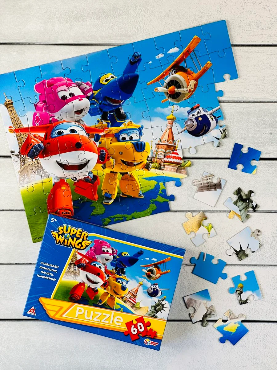 Паззлы Супер крылья Super Wings суперкрылья 60 Игра мульт робот трансформирующийся самолет