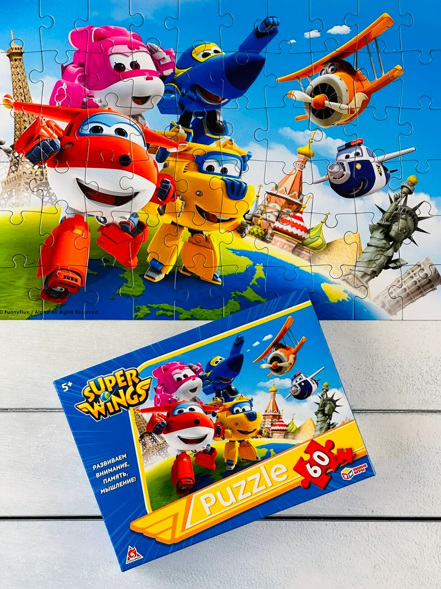 Паззлы Супер крылья Super Wings суперкрылья 60 Игра мульт робот трансформирующийся самолет