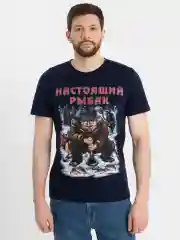 Черный мужская футболка с принтом