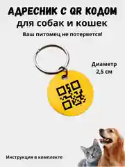 Адресник-медальон 25 мм с QR кодом для защиты питомца
