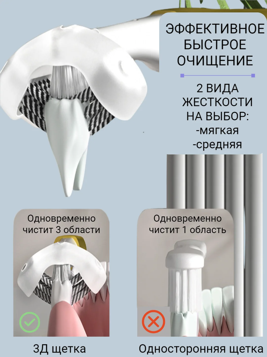 Золотой зубная щетка 3 Д, трехсторонняя 3D, для бережной чистки зубов, брекетов, виниров