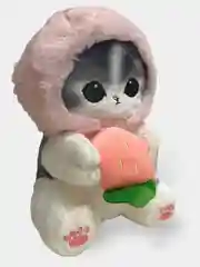 Розовый мягкая игрушка кошка в костюме плюшевая аниме фермер высота 25см