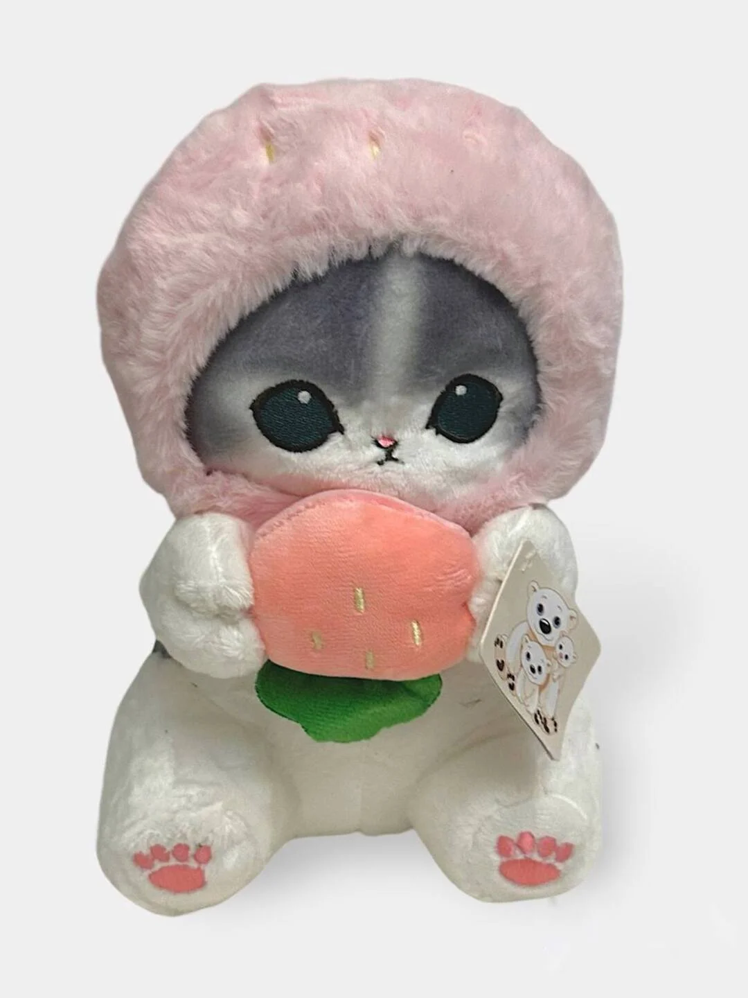 Розовый мягкая игрушка кошка в костюме плюшевая аниме фермер высота 25см
