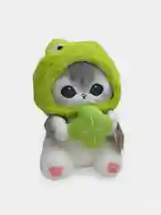 Зеленый мягкая игрушка кошка в костюме плюшевая аниме фермер высота 25см
