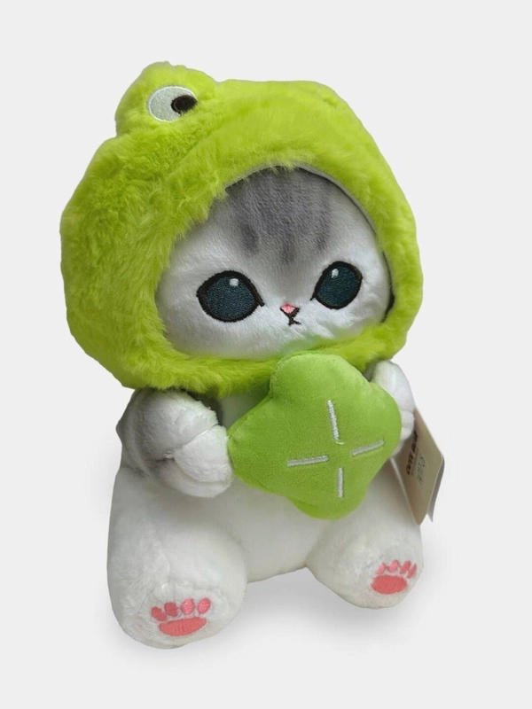 Мягкая игрушка кошка в костюме плюшевая аниме фермер высота 25см