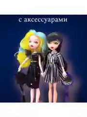 Светло-жёлтый кукла Уэнсдей  Аддамс шарнирная, Wednesday 23 см / Набор шарнирная Кукла Уэнсдей 2 шт