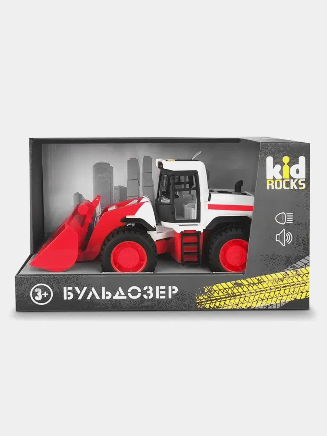 Машинка KID ROCKS Бульдозер, масштаб 1:12, со звуком и светом
