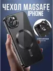 Черный чехол с MagSafe для iPhone 11, 12, 13, 14, 15,XR,Pro,Max,mini, прозрачный силикон на айфон