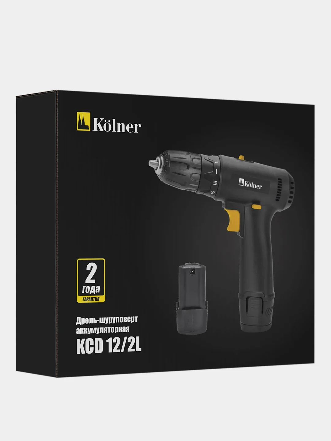Дрель-шуруповерт аккумуляторная KOLNER KCD 12/2L, 12 В, 25 Нм