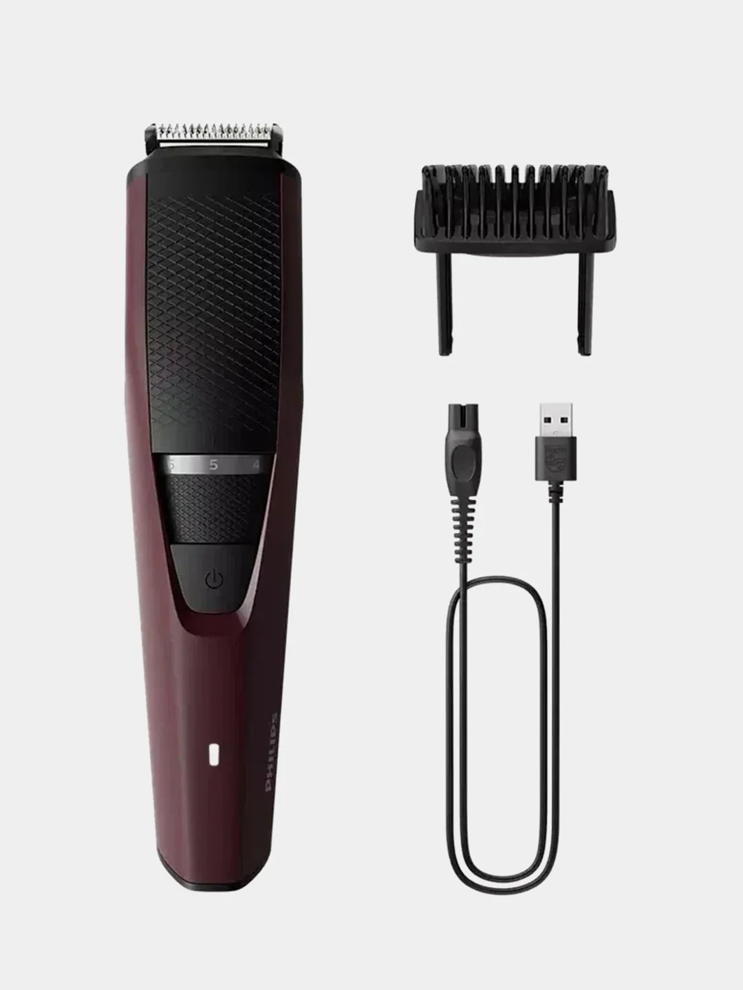 Бордовый триммер для бороды и усов Philips