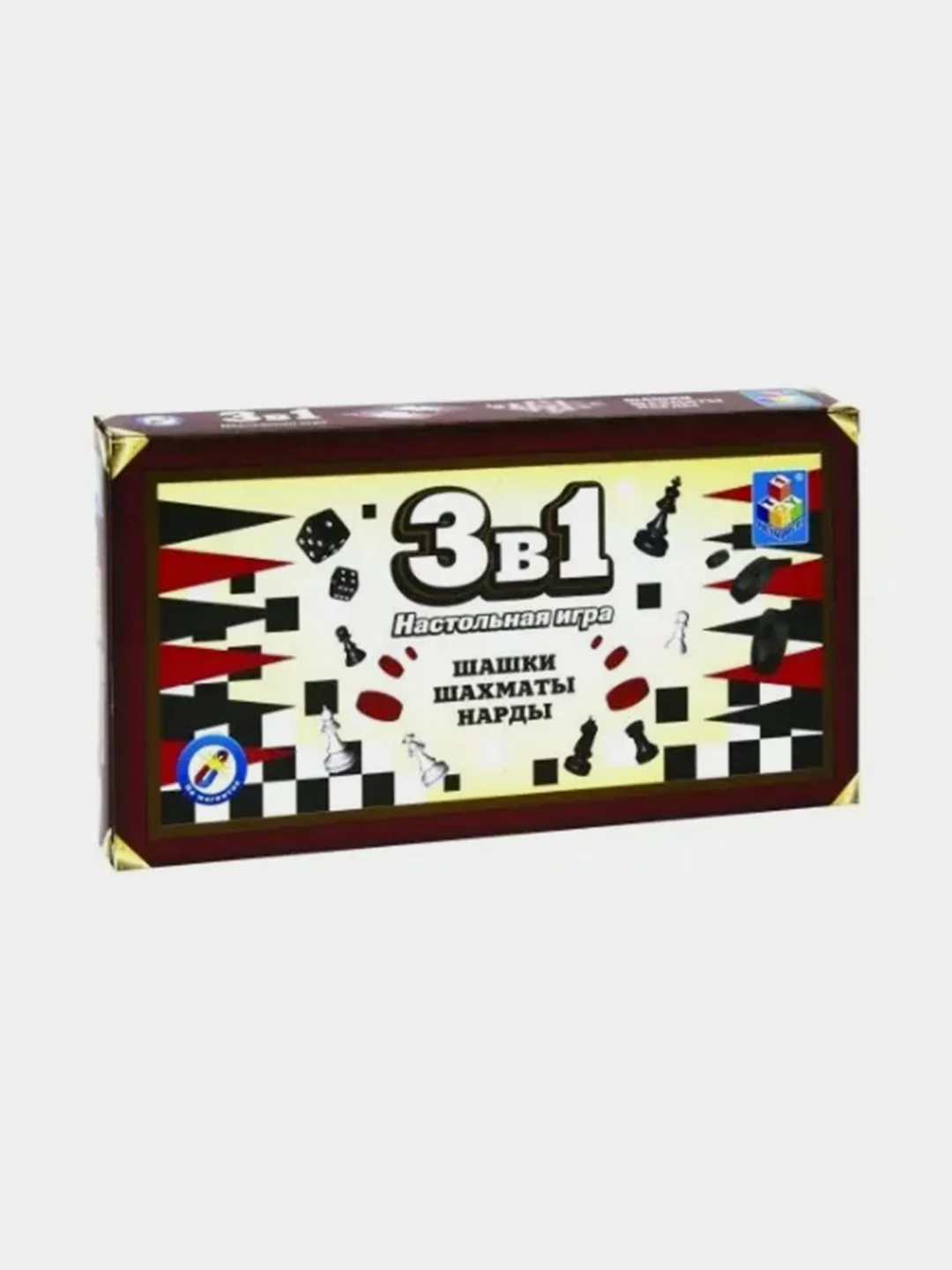 Игра настольная 1TOY 3в1 "Шашки/шахматы/нарды", на магните, 25х13,2х3,5 см