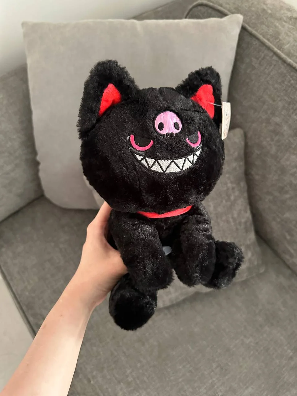 Черный мягкая игрушка кошка аниме воитель 26 см высота в костюме милый яркий монстр