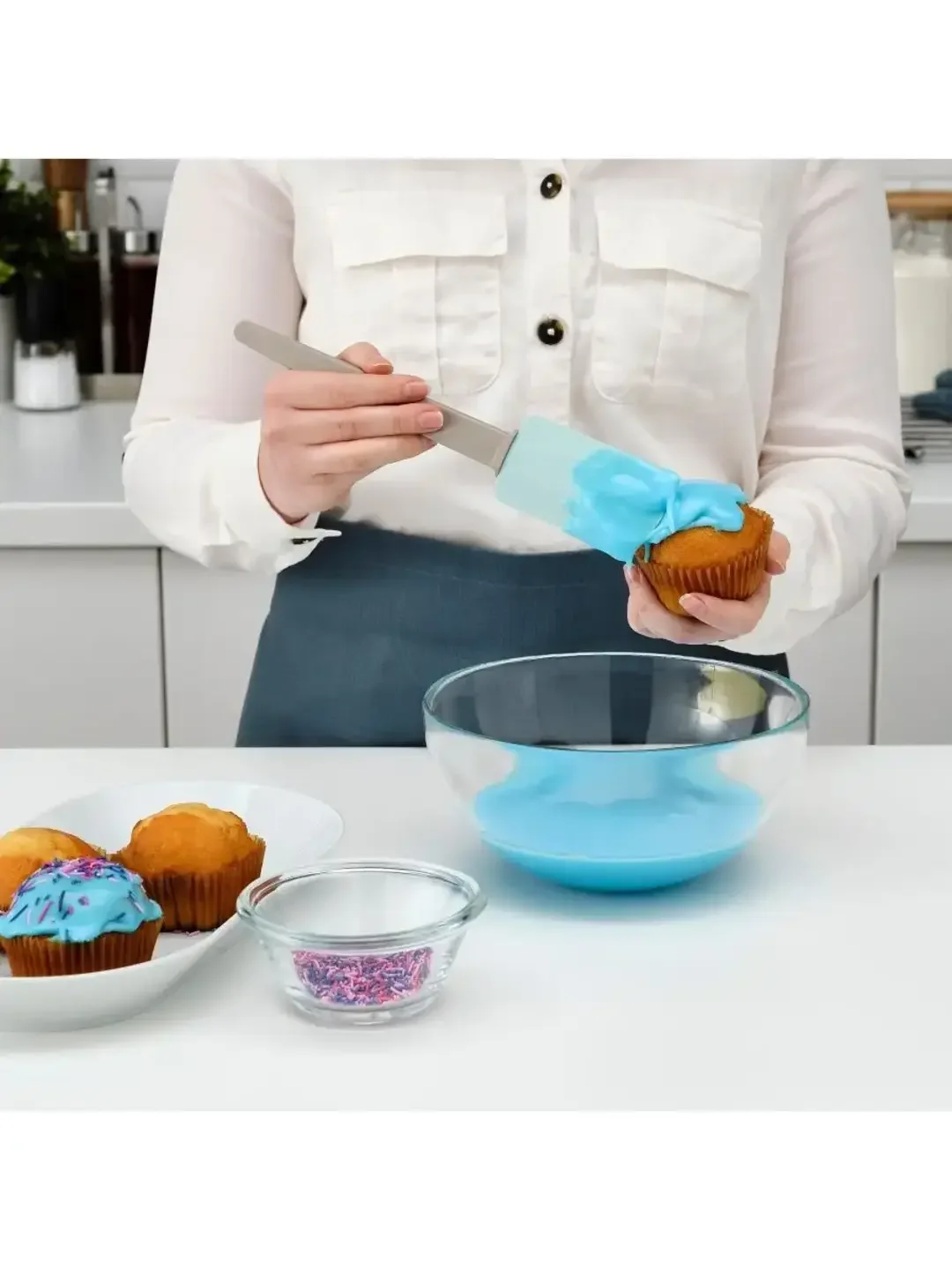 Небесно-голубой лопатка силиконовая кухонная IKEA GUBBRORA (Губброра) и ИКЕА BAKGLAD