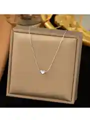 Серый металлик цепочка на шею с кулоном, чокер с подвеской, ожерелье, цепь с сердцем