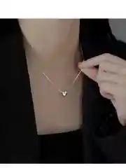 Серый металлик цепочка на шею с кулоном, чокер с подвеской, ожерелье, цепь с сердцем
