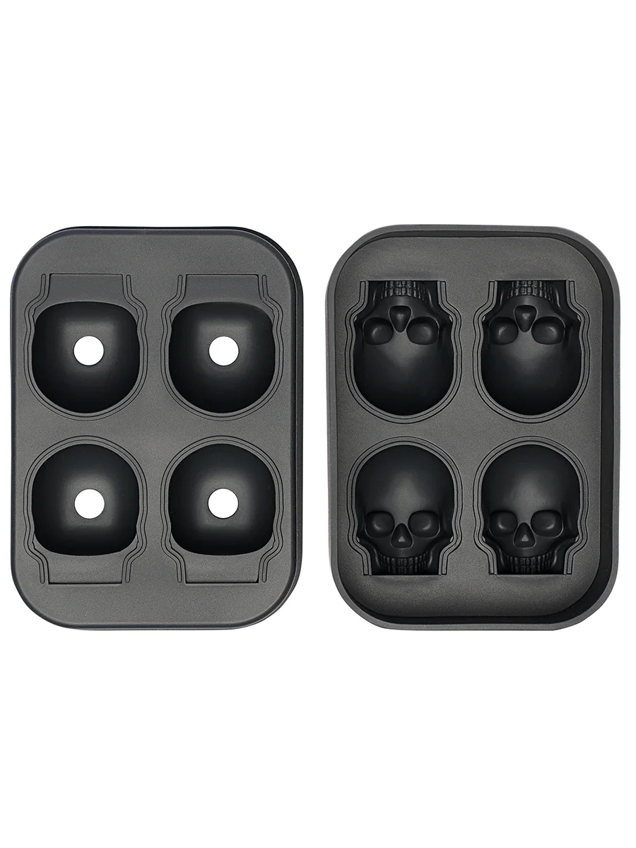 Форма для льда силиконовая Череп Ice skull 4 ячейки, с воронкой для воды