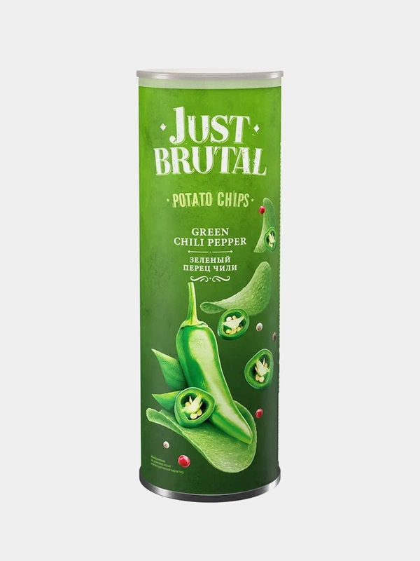 Чипсы Just Brutal со вкусом зеленого перца чили, туба, 100 г