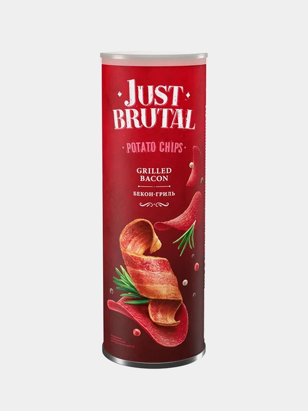 Чипсы Just Brutal со вкусом бекона-гриль, туба, 100 г