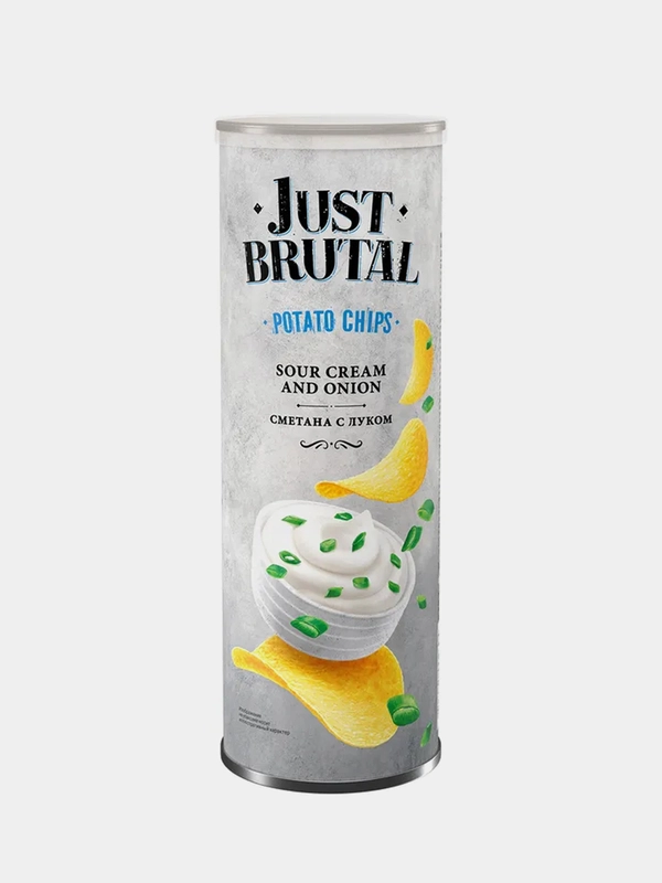 Чипсы Just Brutal со вкусом сметаны с луком, туба, 100 г