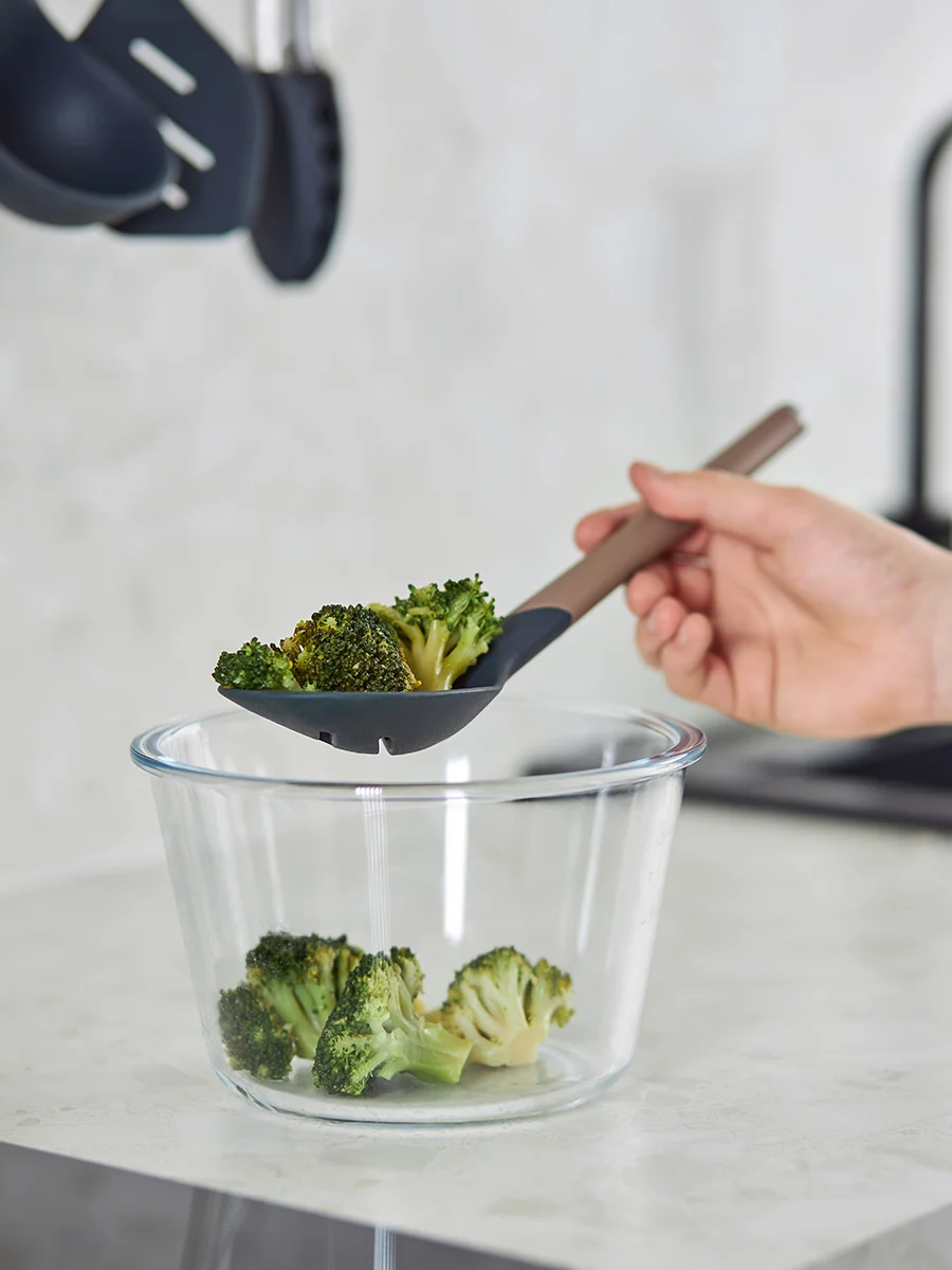Шумовка ложка силиконовая 31 см SmartChef капучино-графит