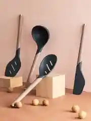 Шумовка ложка силиконовая 31 см SmartChef капучино-графит