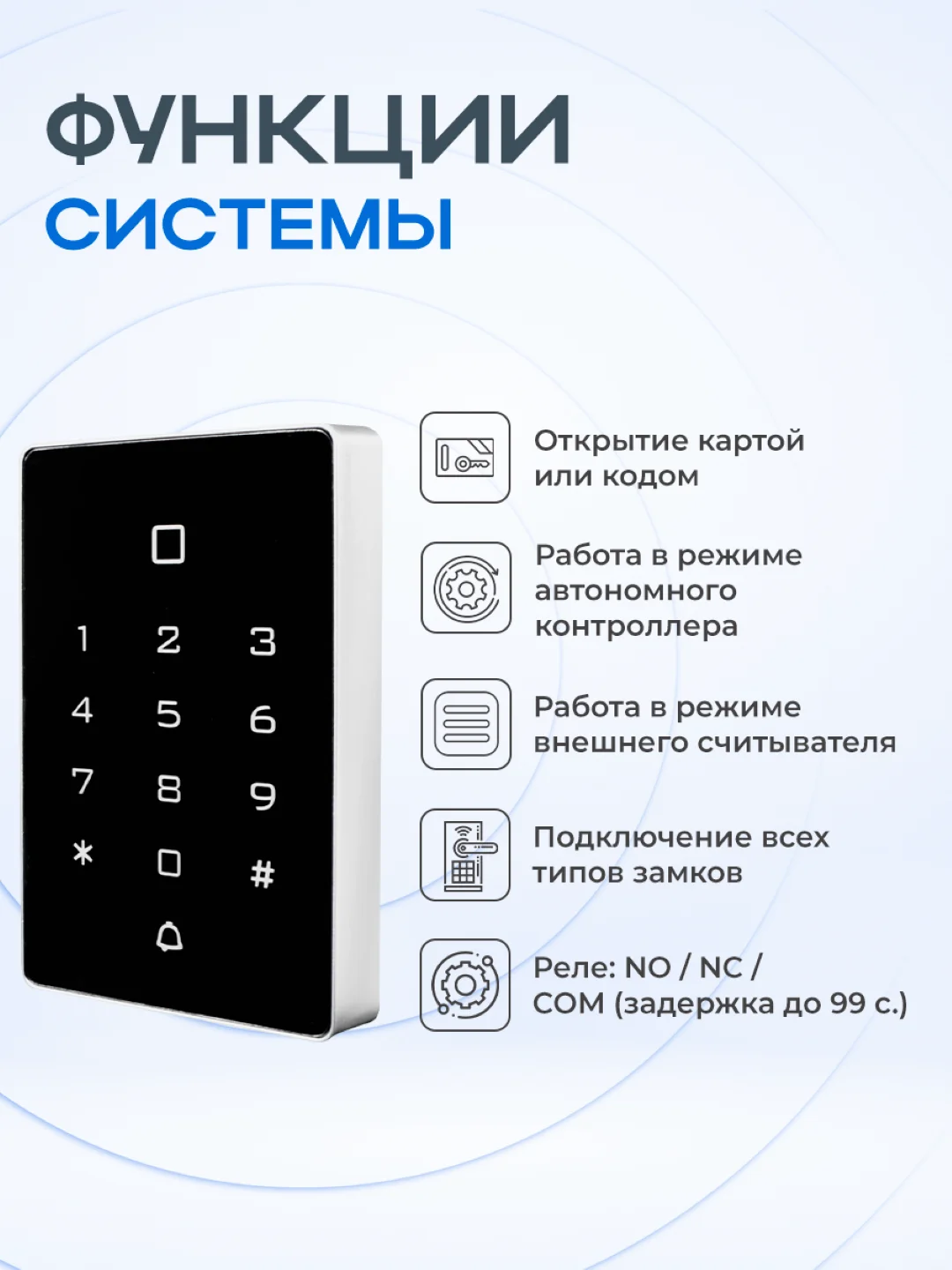 Считыватель с кодонаборной панелью и контроллером на 2000 пользователей Ps-Link PS-T12EM