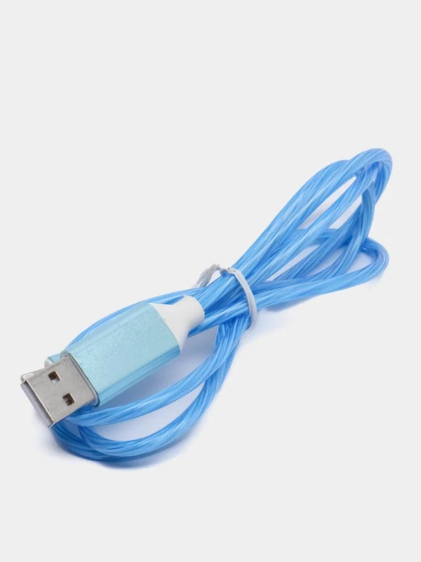 Светящийся зарядный USB кабель провод для Iphone, Android micro USB Type-C Lightning