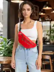 Красный женская поясная сумка