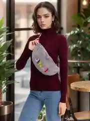 Серый поясная сумка из шерсти
