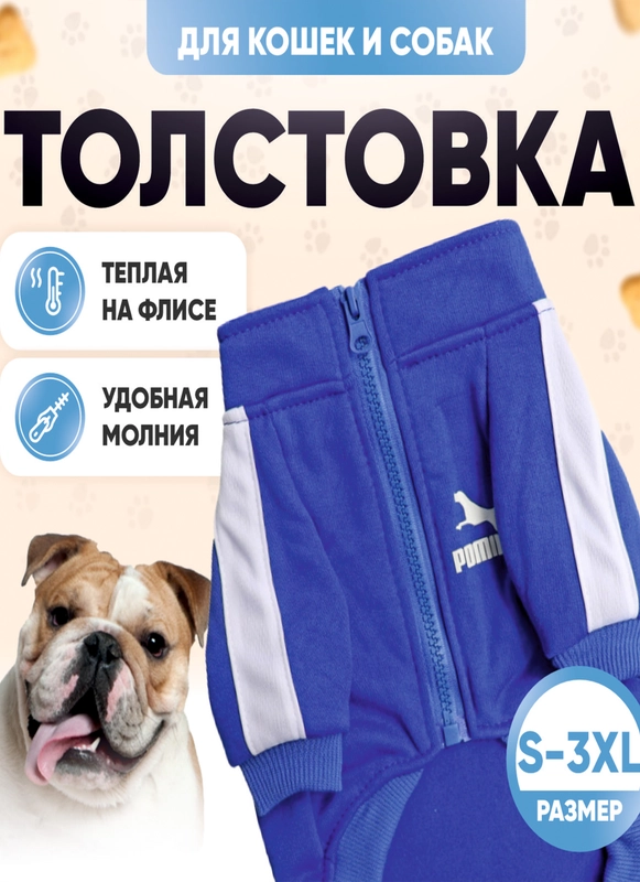 Толстовка для кошек и собак, модная одежда для животных на молнии