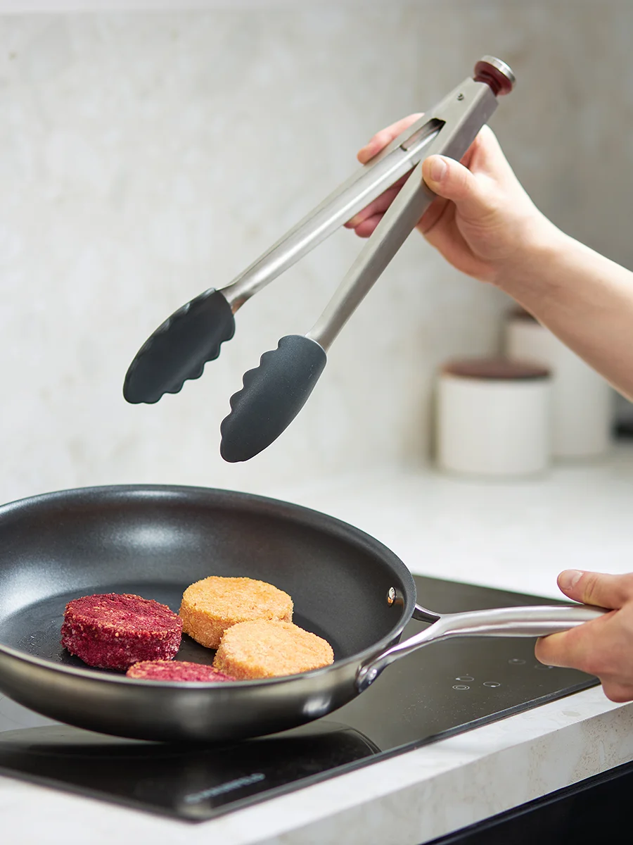Щипцы кухонные металлические 33,5 смSmartChef серо-бордовые